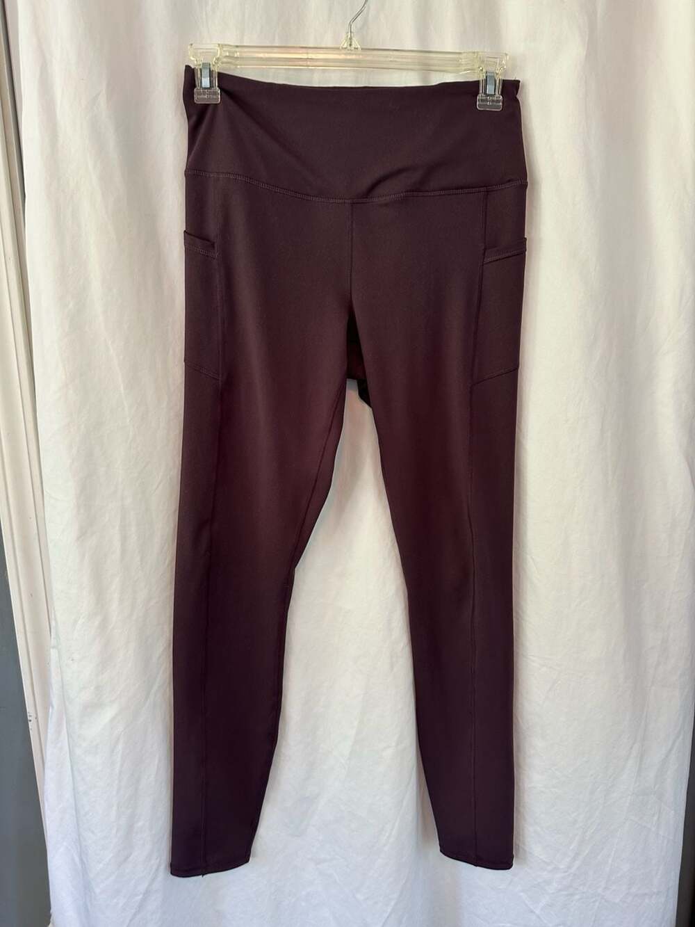 Gaiam Om High Rise Yoga Leggings with Side Pockets, Burgundy